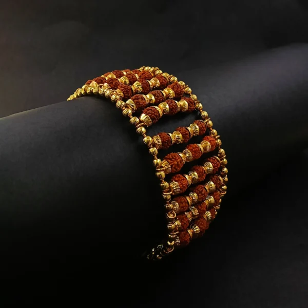 Gold Plated Rudraksha Bracelet For Men & Boys - Image 3