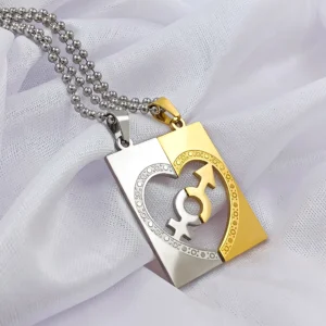 Silver Plated Chain With Love Pendant For Couple’s.