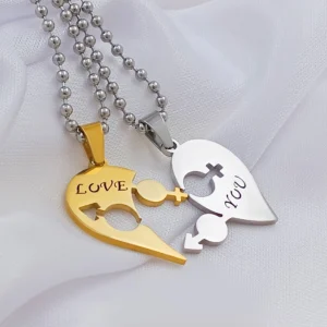 Silver Plated Chain With Love Pendant For Couple’s.