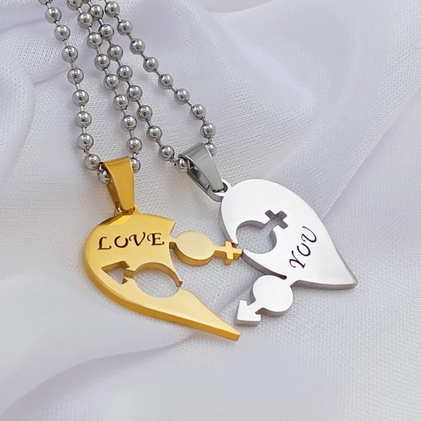 Silver Plated Chain With Love Pendant For Couple's. - Image 4