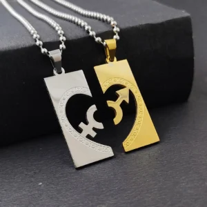 Silver Plated Chain With Love Pendant For Couple’s.