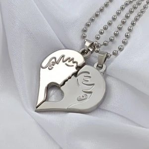 Silver Plated Chain With Love Pendant For Couple’s.