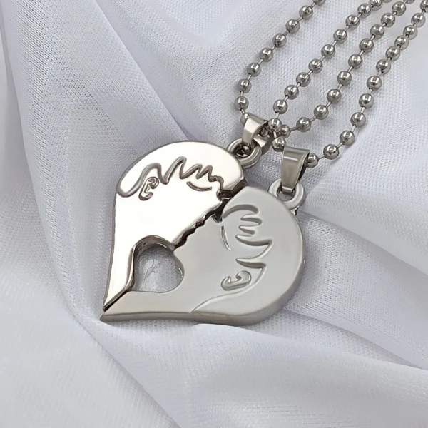 Silver Plated Chain With Love Pendant For Couple's.