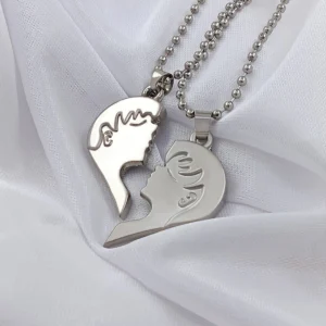 Silver Plated Chain With Love Pendant For Couple’s.