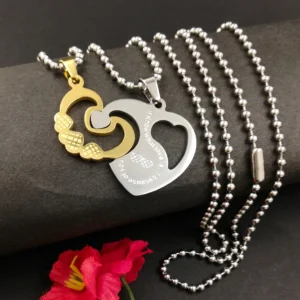 Silver Plated Chain With Love Pendant For Couple’s.