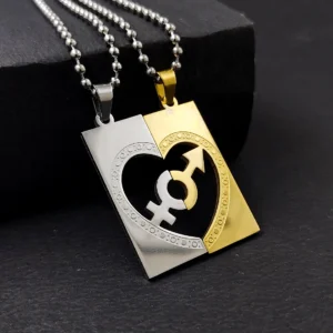 Silver Plated Chain With Love Pendant For Couple’s.