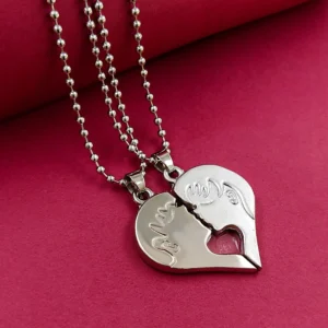 Silver Plated Chain With Love Pendant For Couple’s.
