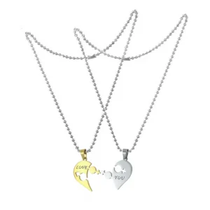 Silver Plated Chain With Love Pendant For Couple’s.