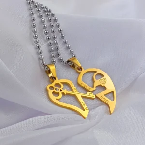 Silver Plated Chain With Love Pendant For Couple’s.