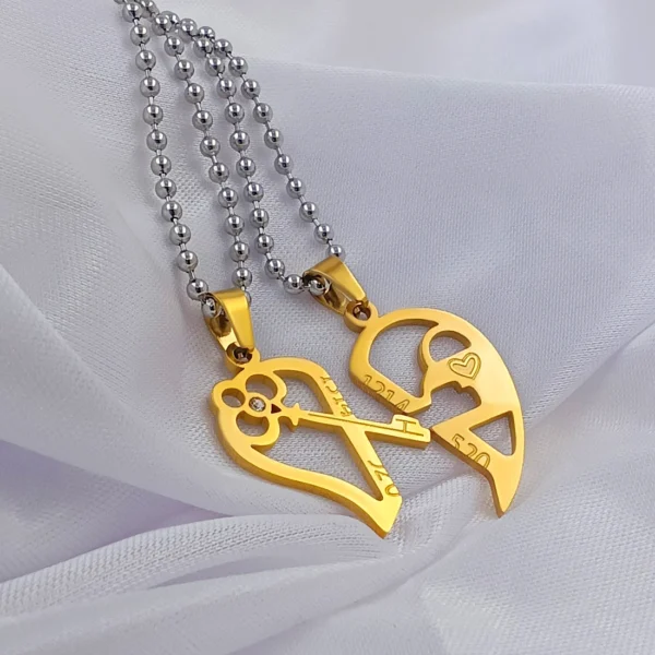 Silver Plated Chain With Love Pendant For Couple’s. - Image 4