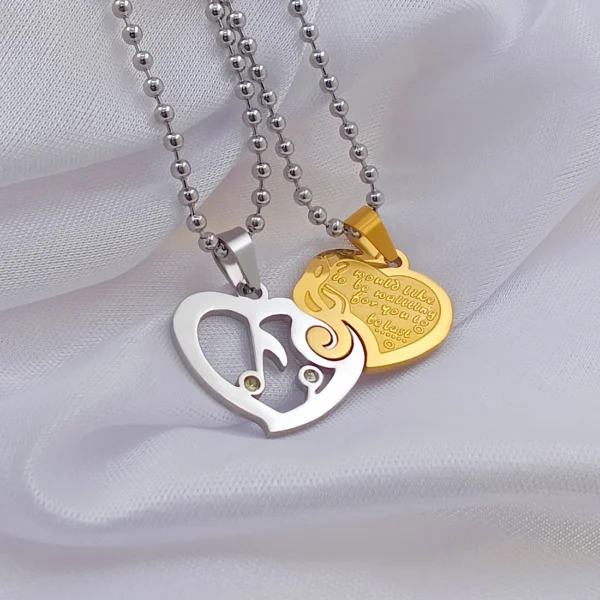 Silver Plated Chain With Love Pendant For Couple’s.