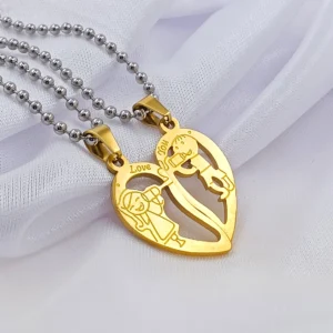 Silver Plated Chain With Love Pendant For Couple’s.