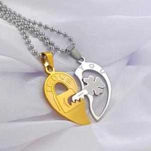 Silver Plated Chain With Love Pendant For Couple’s.