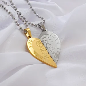 Silver Plated Chain With Love Pendant For Couple’s.