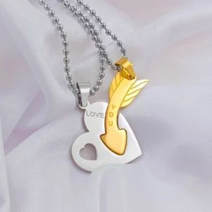 Silver Plated Chain With Love Pendant For Couple’s.