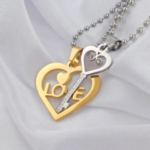 Silver Plated Chain With Love Pendant For Couple’s.