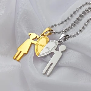 Silver Plated Chain With Love Pendant For Couple’s.