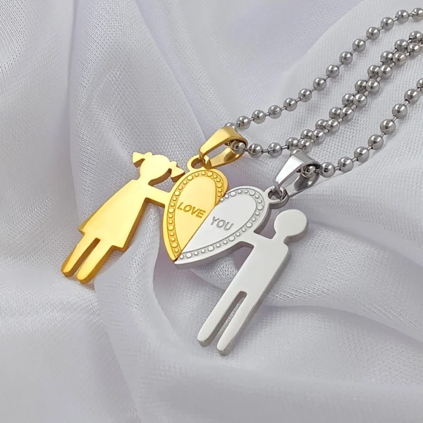 Silver Plated Chain With Love Pendant For Couple’s.