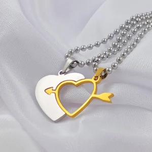 Silver Plated Chain With Love Pendant For Couple’s.