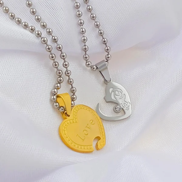 Silver Plated Chain With Love Pendant For Couple’s. - Image 4