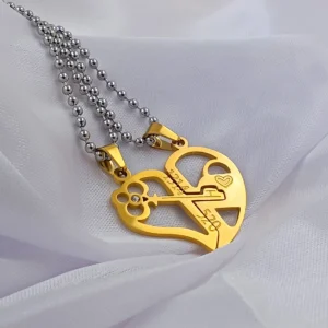 Silver Plated Chain With Love Pendant For Couple’s.