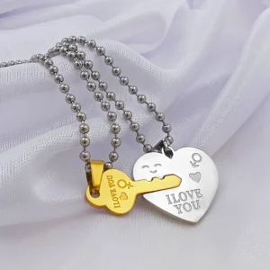 Silver Plated Chain With Love Pendant For Couple’s.