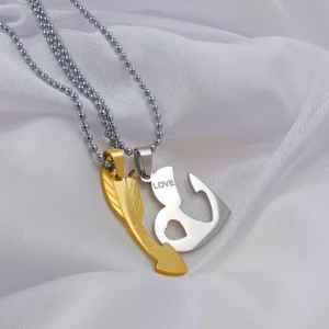 Silver Plated Chain With Love Pendant For Couple’s.