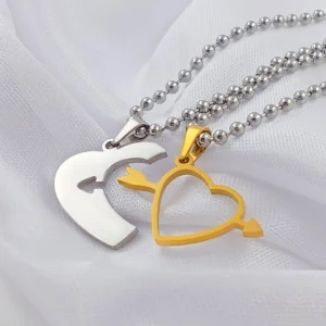 Silver Plated Chain With Love Pendant For Couple’s.