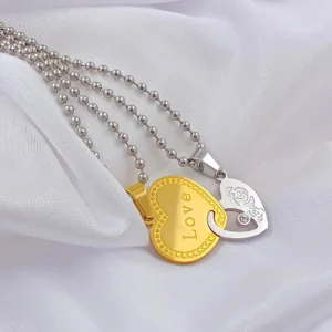 Silver Plated Chain With Love Pendant For Couple’s.