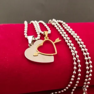 Silver Plated Chain With Love Pendant For Couple’s.