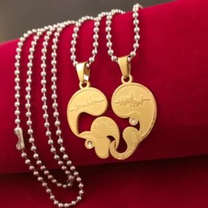 Silver Plated Chain With Love Pendant For Couple’s.