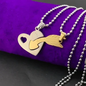 Silver Plated Chain With Love Pendant For Couple’s.