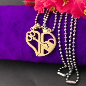 Silver Plated Chain With Love Pendant For Couple’s.