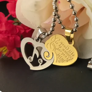Silver Plated Chain With Love Pendant For Couple’s.