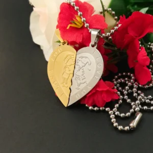 Silver Plated Chain With Love Pendant For Couple’s.