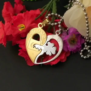Silver Plated Chain With Love Pendant For Couple’s.