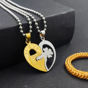 Silver Plated Chain With Love Pendant For Couple’s.