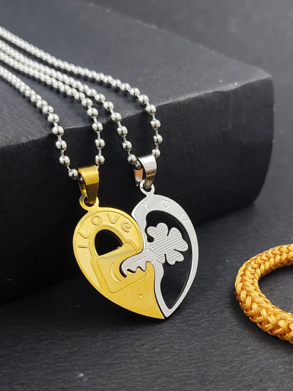 Silver Plated Chain With Love Pendant For Couple’s. - Image 5