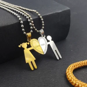 Silver Plated Chain With Love Pendant For Couple’s.