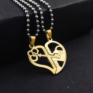 Silver Plated Chain With Love Pendant For Couple’s.