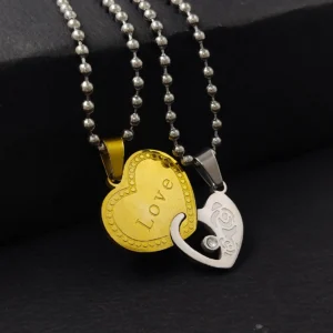 Silver Plated Chain With Love Pendant For Couple’s.
