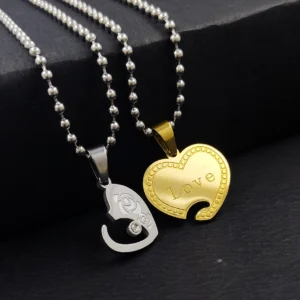 Silver Plated Chain With Love Pendant For Couple’s.