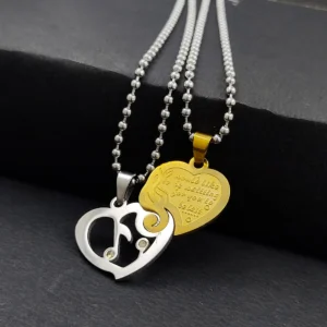 Silver Plated Chain With Love Pendant For Couple’s.