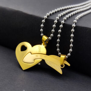 Silver Plated Chain With Love Pendant For Couple’s.