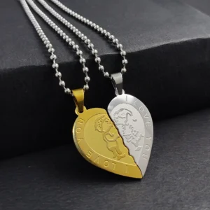 Silver Plated Chain With Love Pendant For Couple’s.