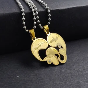 Silver Plated Chain With Love Pendant For Couple’s.