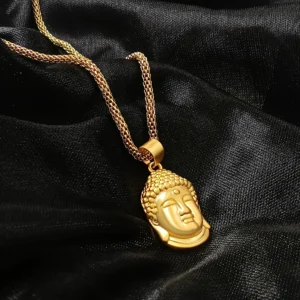 Elegant Gold Plated Buddha Pendant with gold chain for Men and Boys