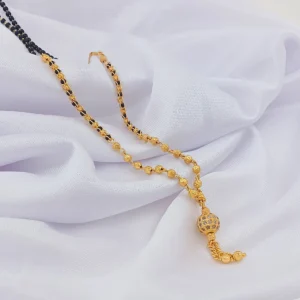 Exquisite Gold-Plated Double-Layered Mangalsutra with Intricate Beadwork