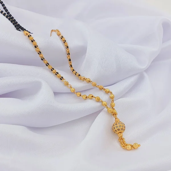 Exquisite Gold-Plated Double-Layered Mangalsutra with Intricate Beadwork