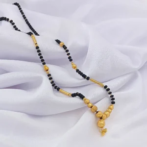 Gold-Plated Double-Strand Mangalsutra with Black and Gold Beads